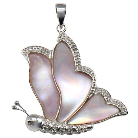 14 Karat White Gold, Diamond & Mother of Pearl Pendant