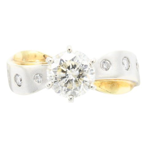 18K White Gold, Yellow Gold & Diamond Ring