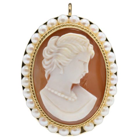 14K Yellow Gold Cameo Brooch/Pendant