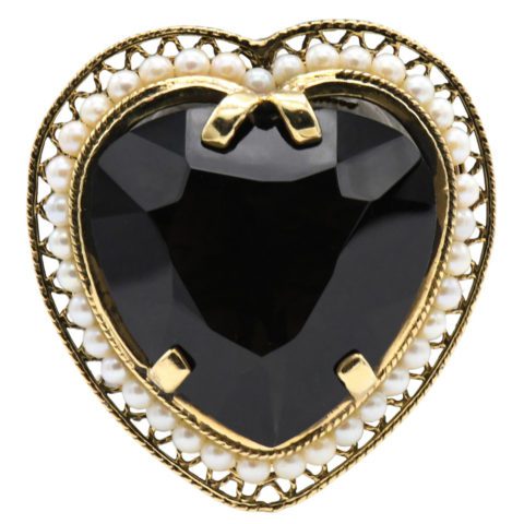 14K Yellow Gold, Smoky Quartz & Seed Pearl Brooch/Pendant