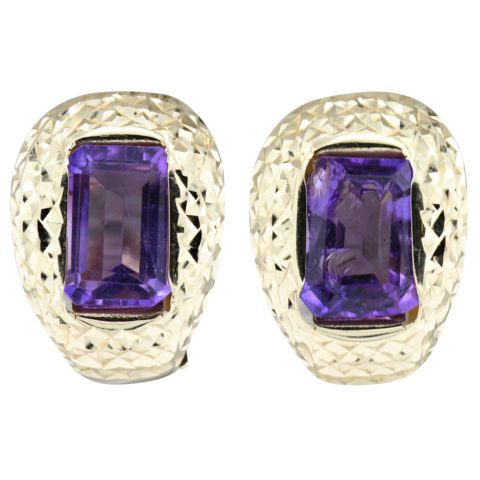 14K Yellow Gold & Amethyst Earrings