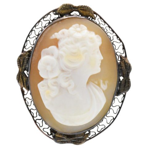 14K Yellow Gold Cameo Brooch