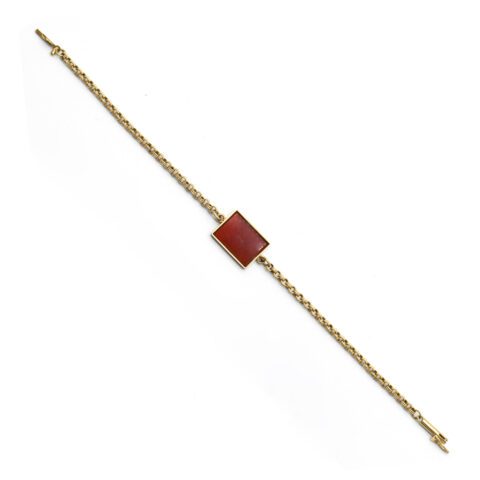 14K Yellow Gold & Carnelian Bracelet