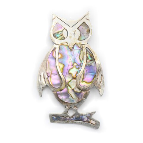 Sterling Silver & Abalone Owl Brooch/Pendant