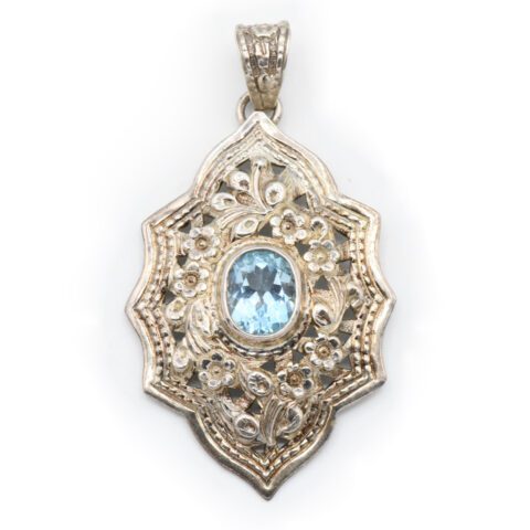 D.S. Sterling Silver & Blue Topaz Pendant