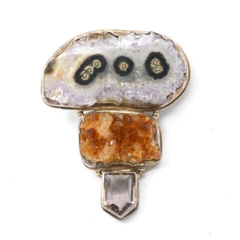 Sterling Silver, Geode & Quartz Pendant