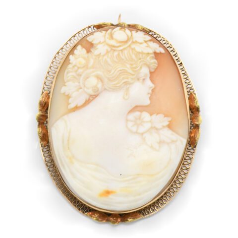14K Yellow Gold Cameo Brooch/Pendant