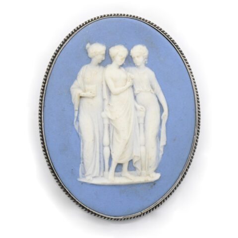 Wedgwood Sterling Silver Blue Jasperware Brooch