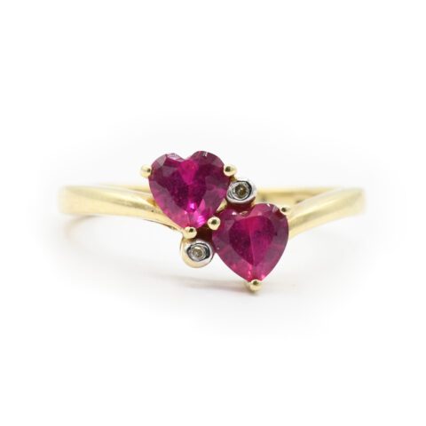 10K Yellow Gold, Ruby & Diamond Ring
