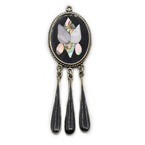 Sterling Silver, Enamel & Abalone Pendant