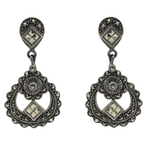 Sterling Silver & Marcasite Dangle Earrings