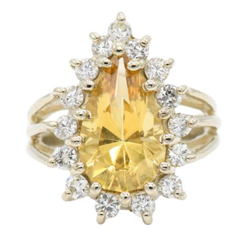 14K Yellow Gold, Diamond & Golden Beryl Ring