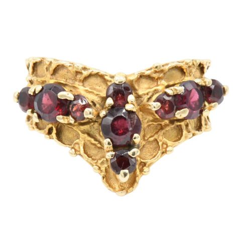 14K Yellow Gold & Red Garnet Ring