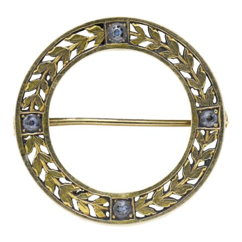 14K Yellow Gold & Sapphire Brooch