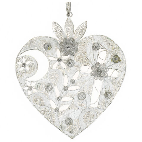 Van Lou Sterling Silver Filigree Heart Pendant