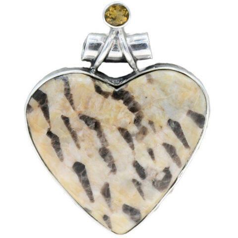 Sterling Silver, Jasper & Citrine Pendant
