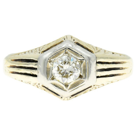 14K Yellow Gold & 0.56 Carat Diamond Ring