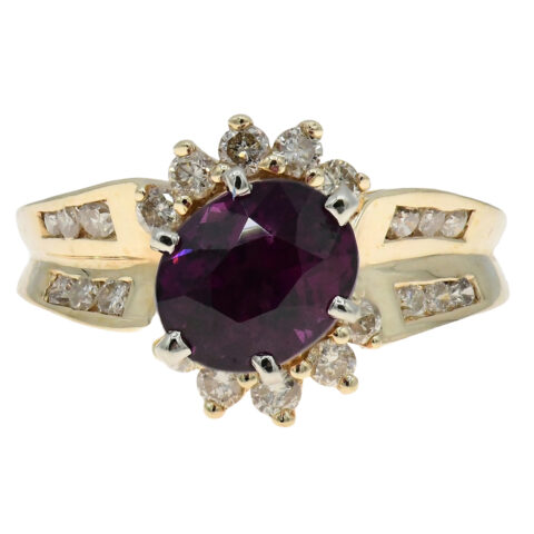 10K Yellow Gold, Diamond & Tourmaline Ring