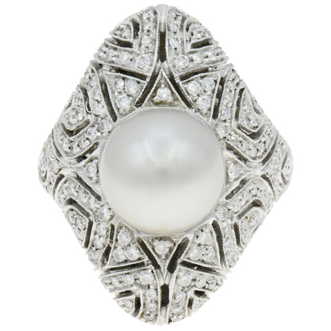Roberta Porrati 18K White Gold, Diamond & Pearl Ring