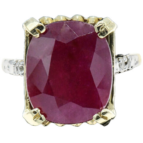 14K Yellow Gold, Diamond & 11.19 Carat Ruby Ring