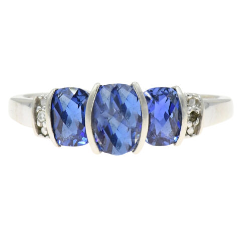10K White Gold, Diamond & Iolite Ring