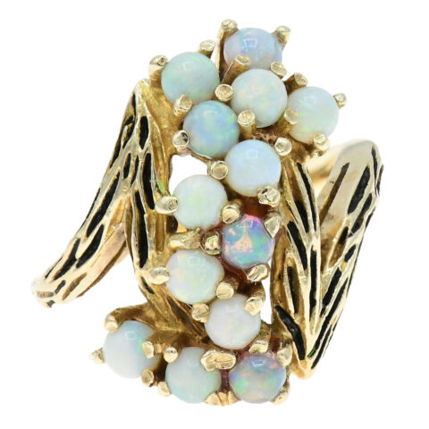 14K Yellow Gold & Opal Cluster Ring