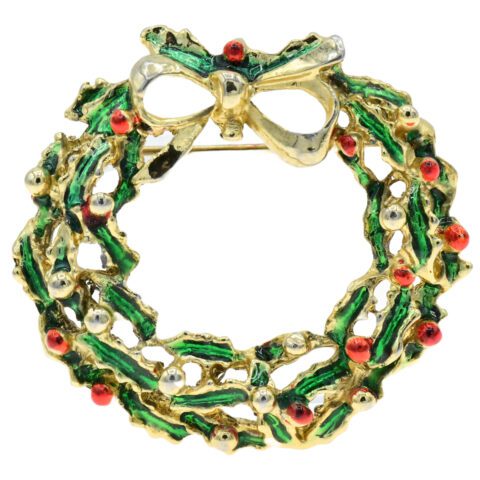 Enamel Wreath Brooch