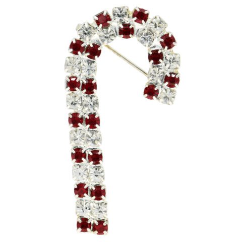Rhinestone Candy Cane Brooch