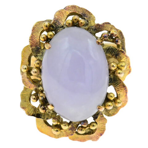 14 Karat Gold Lavender Jade Ring, C. 1950s