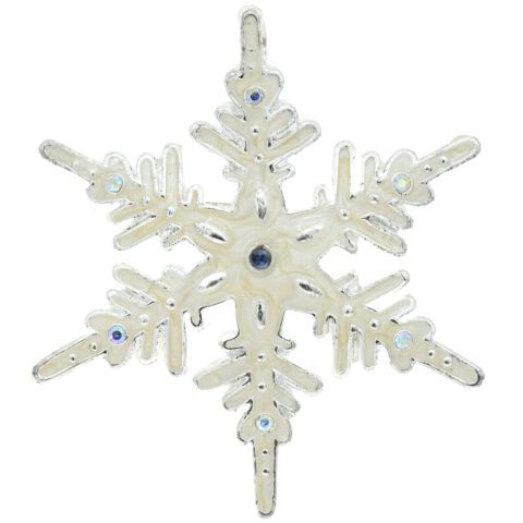Enamel, Rhinestone & Sapphire Snowflake Brooch/Pendant