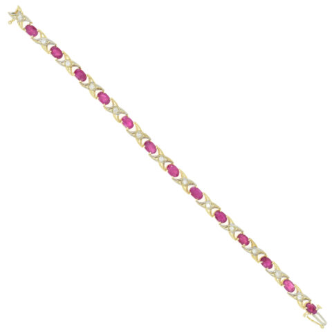 14K Yellow Gold, Ruby & Diamond Bracelet