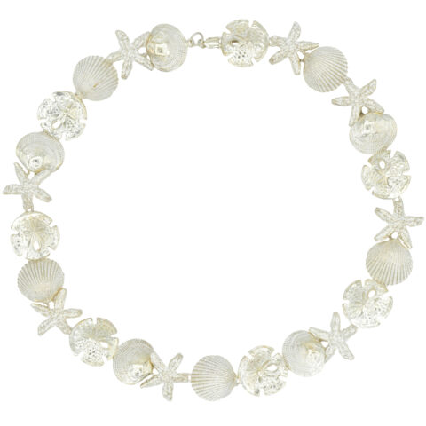 Sterling Silver, Seashell, Sane Dollar & Starfish Necklace