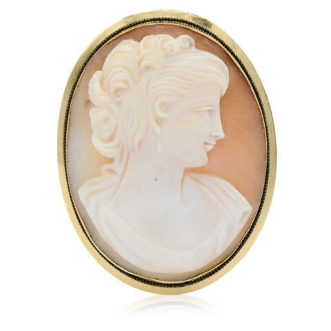 18K Yellow Gold Cameo Brooch/Pendant