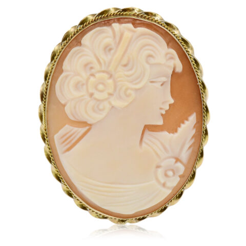 14K Yellow Gold Cameo Brooch/Pendant