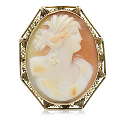 14K Yellow Gold Cameo Brooch/Pendant