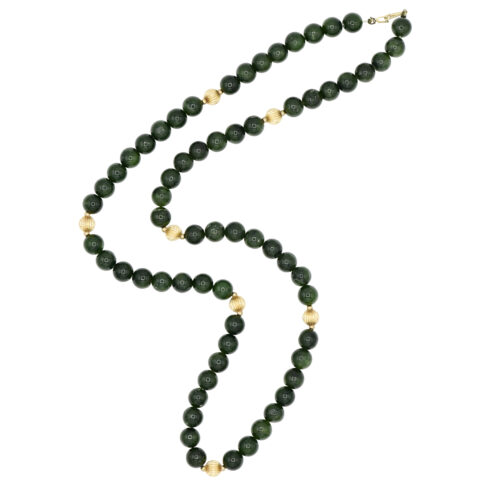 Gold Vermeil & Jade Beaded Necklace