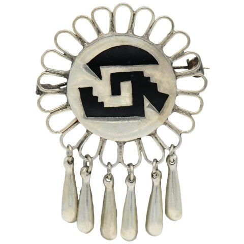 Sterling Silver & Black Onyx Brooch