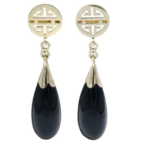 Gump's 10K Yellow Gold & Black Onyx Dangle Earrings