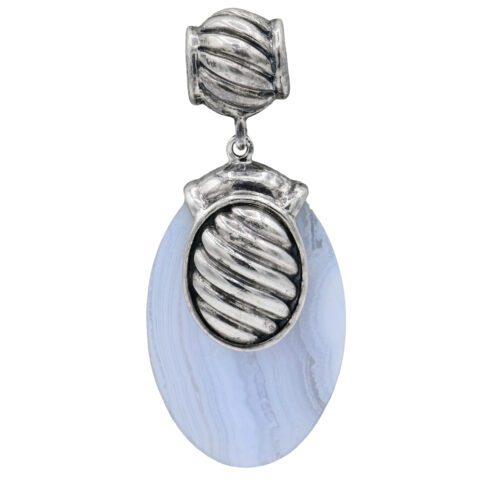 Sterling Silver & Blue Lace Agate Pendant