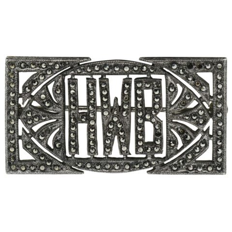 Sterling Silver & Marcasite Monogram Brooch