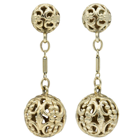 14K Yellow Gold Filigree Earrings