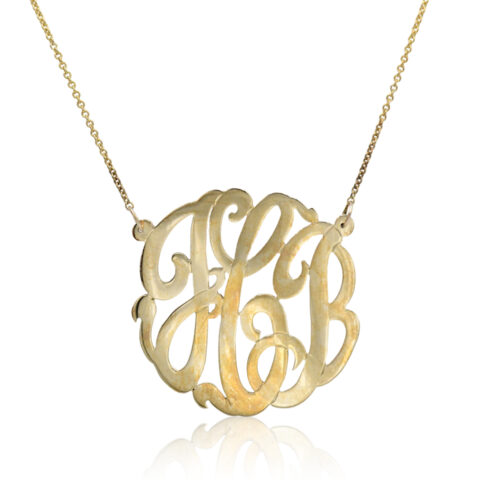 14K Yellow Gold Monogram Pendant Necklace