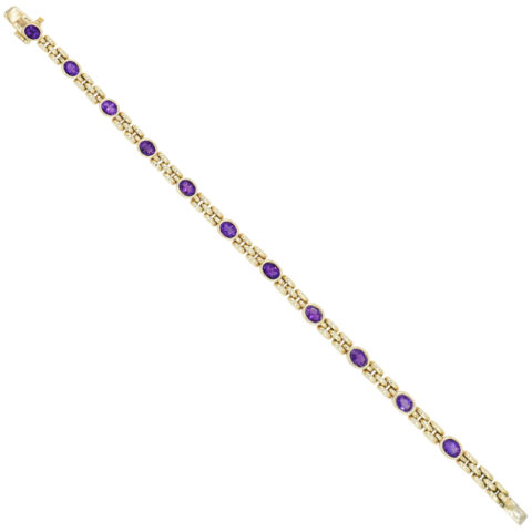 14K Yellow Gold & Amethyst Link Bracelet