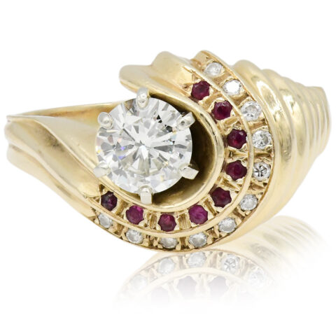 14K Yellow Gold, Diamond & Ruby Ring