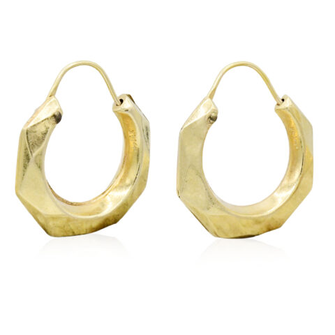 14K Yellow Gold Geometric Hoop Earrings
