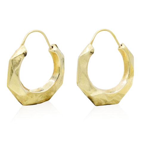 14K Yellow Gold Geometric Hoop Earrings