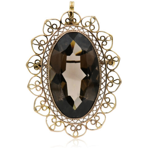 14K Yellow Gold & Smoky Quartz Brooch/Pendant