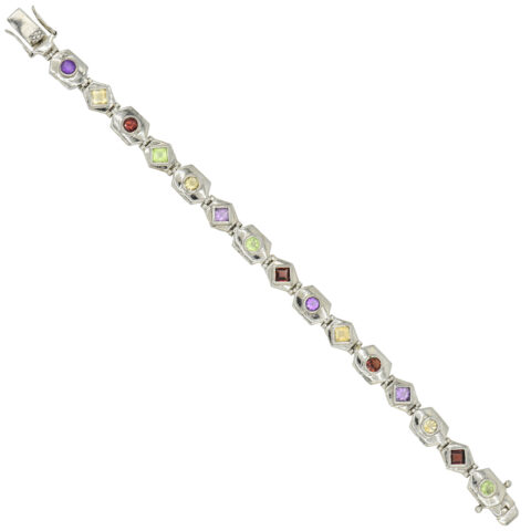 Sterling Silver & Gemstone Link Bracelet