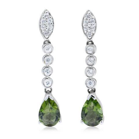 10K White Gold & CZ Earrings