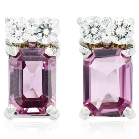 18K White Gold, Diamond & Sapphire Earrings